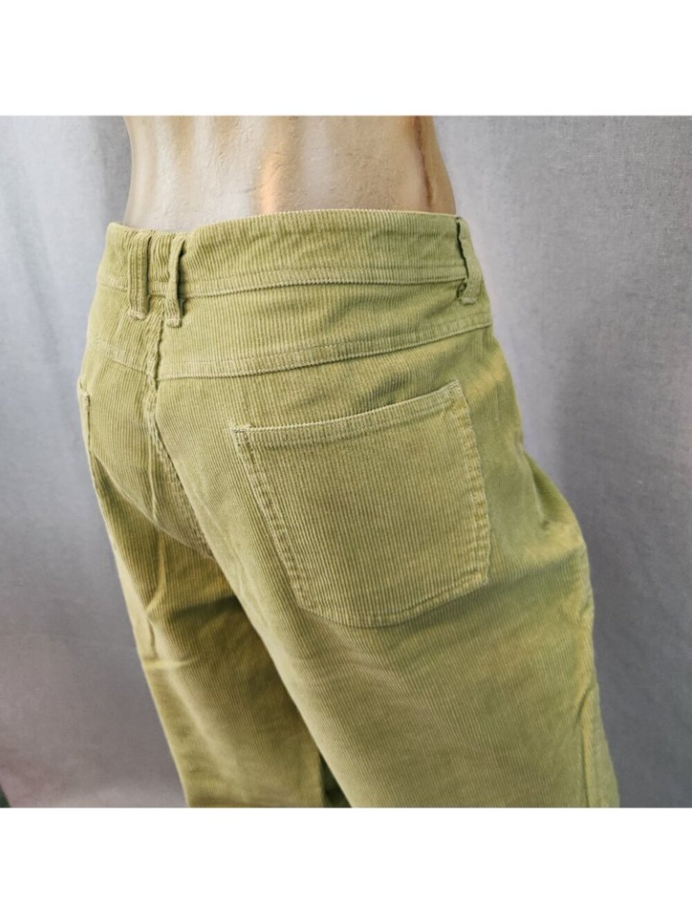 Garnet Hill Lime Green Corduroy Straight Leg Pants Slacks Size 16 LONG 36 Wx33 I - Picture 6 of 8